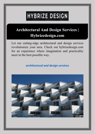 Architectural And Design Services | Hybrizedesign.com