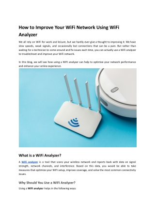 How to Improve Your WiFi Network Using WiFi Analyzer