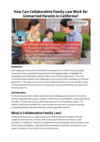 How Can Collaborative Family Law Work for Unmarried Parents in California_