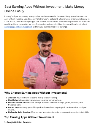 best earning apps without investment make money