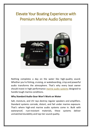 Elevate Your Boating Experience with Premium Marine Audio Systems