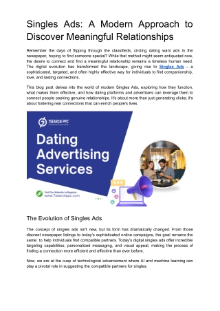 singles ads a modern approach to discover