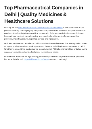 top pharmaceutical companies in delhi quality