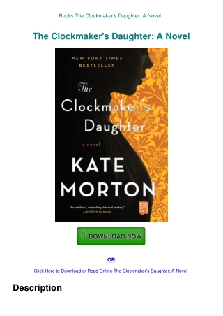 Books The Clockmaker's Daughter A Novel