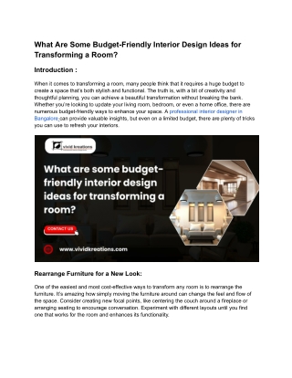 What Are Some Budget-Friendly Interior Design Ideas for Transforming a Room_