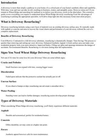 Wheat Ridge Driveway Resurfacing: Revitalize Your Driveway Efficiently