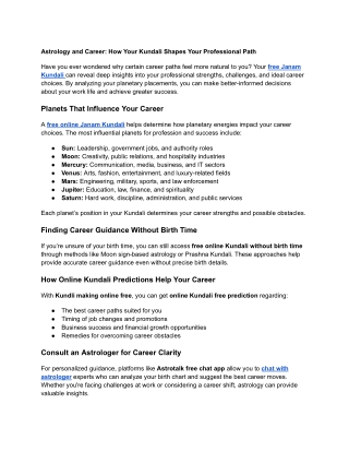 astrology and career how your kundali shapes your