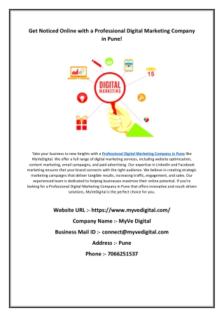 Get Noticed Online with a Professional Digital Marketing Company in Pune!