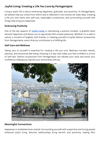 Joyful Living Creating a Life You Love by Partagerlajoie