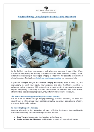 Neuroradiology Consulting for Brain & Spine Treatment