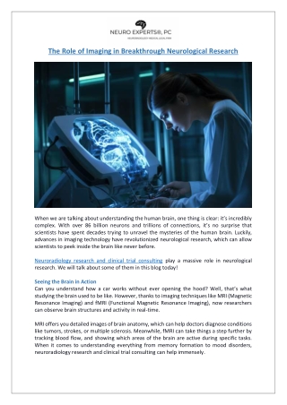 the role of imaging in breakthrough neurological