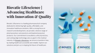 Biovatic Lifescience | Advancing Healthcare with Innovation & Quality