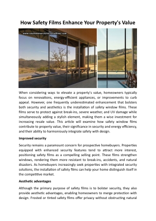 How Safety Films Enhance Your Property's Value