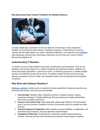 Why Businesses Need Trusted IT Resellers for Reliable Solutions