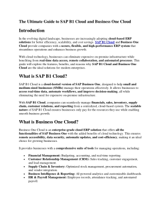 The Ultimate Guide to SAP B1 Cloud and Business One Cloud