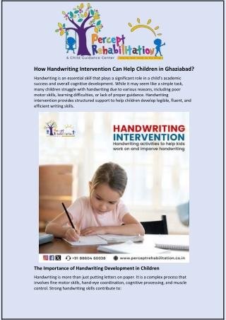 how handwriting intervention can help children