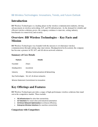 bb wireless technologies innovations trends