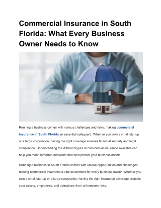 Commercial Insurance in South Florida_ What You Needs to Know