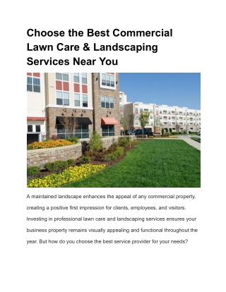 Choose the Best Commercial Lawn Care & Landscaping Services Near You