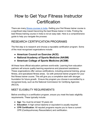 How to Get Your Fitness Instructor Certification