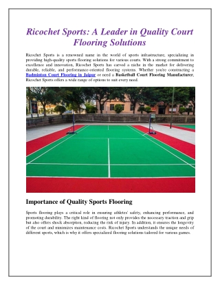 Ricochet Sports A Leader in Quality Court Flooring Solutions