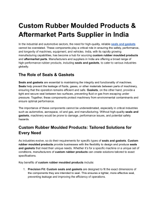 Custom Rubber Moulded Products & Aftermarket Parts Supplier in India (1)