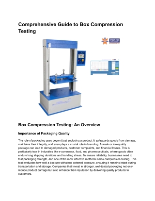 Comprehensive Guide to Box Compression Testing