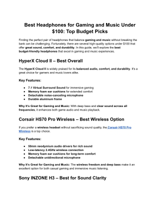 Best Headphones for Gaming and Music - Google Docs