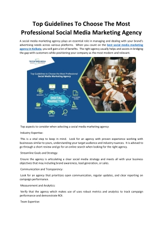 Top Guidelines To Choose The Most Professional Social Media Marketing Agency