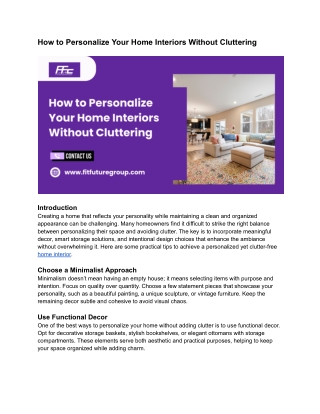 How to Personalize Your Home Interiors Without Cluttering