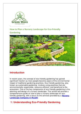 How to Plan a Nursery Landscape for Eco-Friendly Gardening
