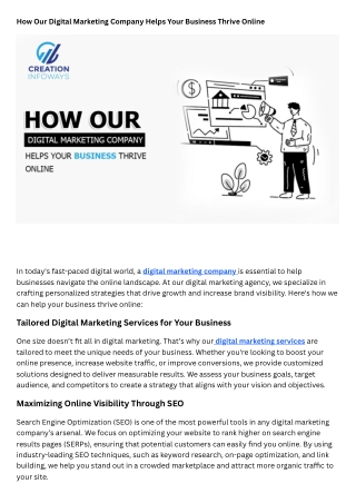 How Our Digital Marketing Company Helps Your Business Thrive Online