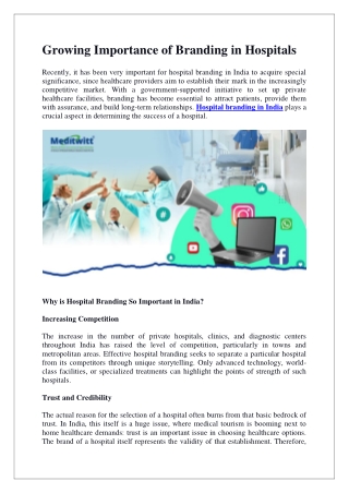 Growing Importance of Branding in Hospitals
