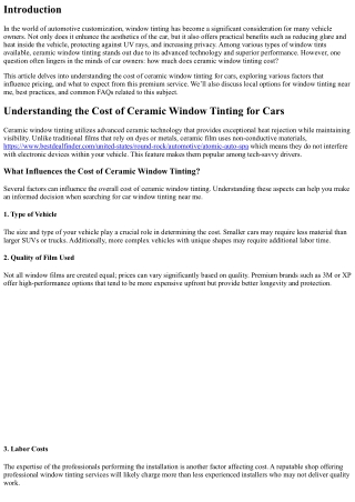 Understanding the Cost of Ceramic Window Tinting for Cars