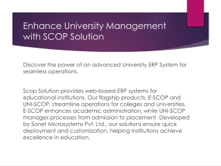 Optimize University Management with SCOP Solution’s ERP