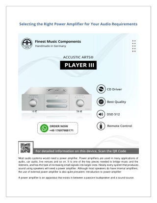 Selecting the Right Power Amplifier for Your Audio Requirements