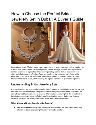 How to Choose the Perfect Bridal Jewellery Set in Dubai A Buyer’s Guide