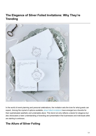 The Elegance of Silver Foiled Invitations Why They’re Trending