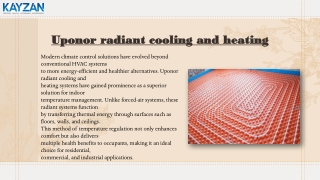 Health Benefits Associated with Using Uponor Radiant Cooling and Heating