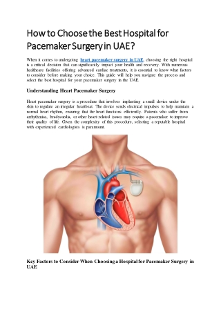 How to Choose the Best Hospital for Pacemaker Surgery in UAE