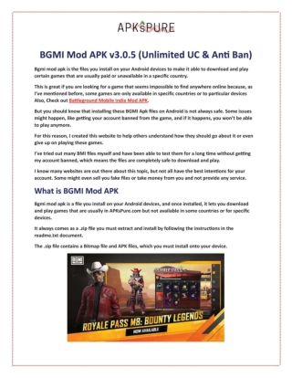 BGMI Mod APK v3.0.5 (Unlimited UC & Anti Ban)