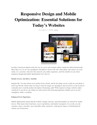 responsive design and mobile optimization