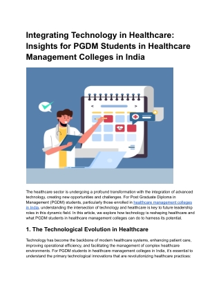 Integrating Technology in Healthcare_ Insights for PGDM Students in Healthcare Management Colleges in India