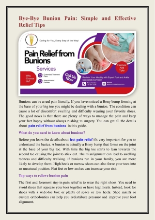 pain relief from bunions