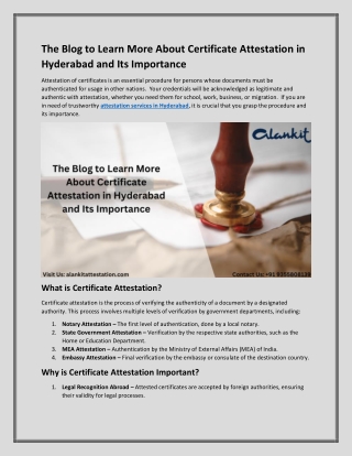 The Blog to Learn More About Certificate Attestation in Hyderabad and Its Importance