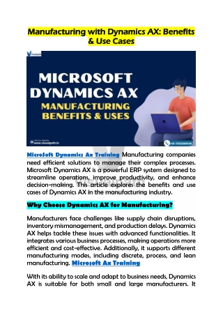 manufacturing with dynamics ax benefits