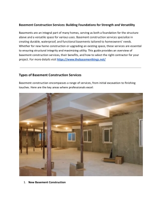 Basement Construction Services_ Building Foundations for Strength and Versatility