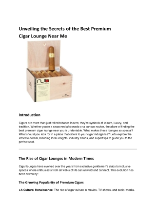 Unveiling the Secrets of the Best Premium Cigar Lounge Near Me