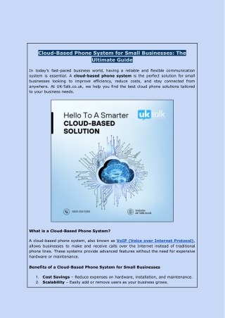 Cloud-Based Phone System for Small Businesses: The Ultimate Guide