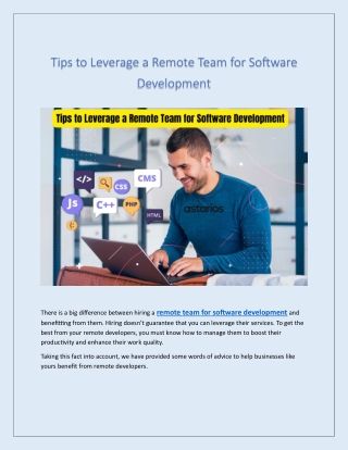 Tips to Leverage a Remote Team for Software Development